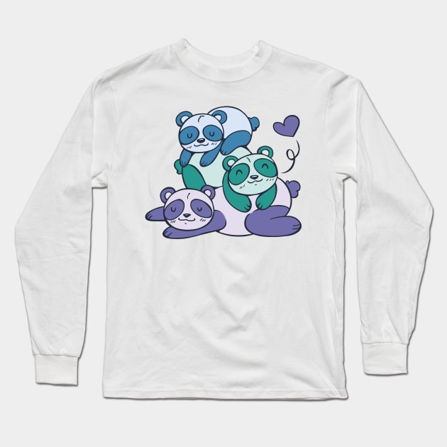 Cute Pandas Long Sleeve T-Shirt by LindenDesigns